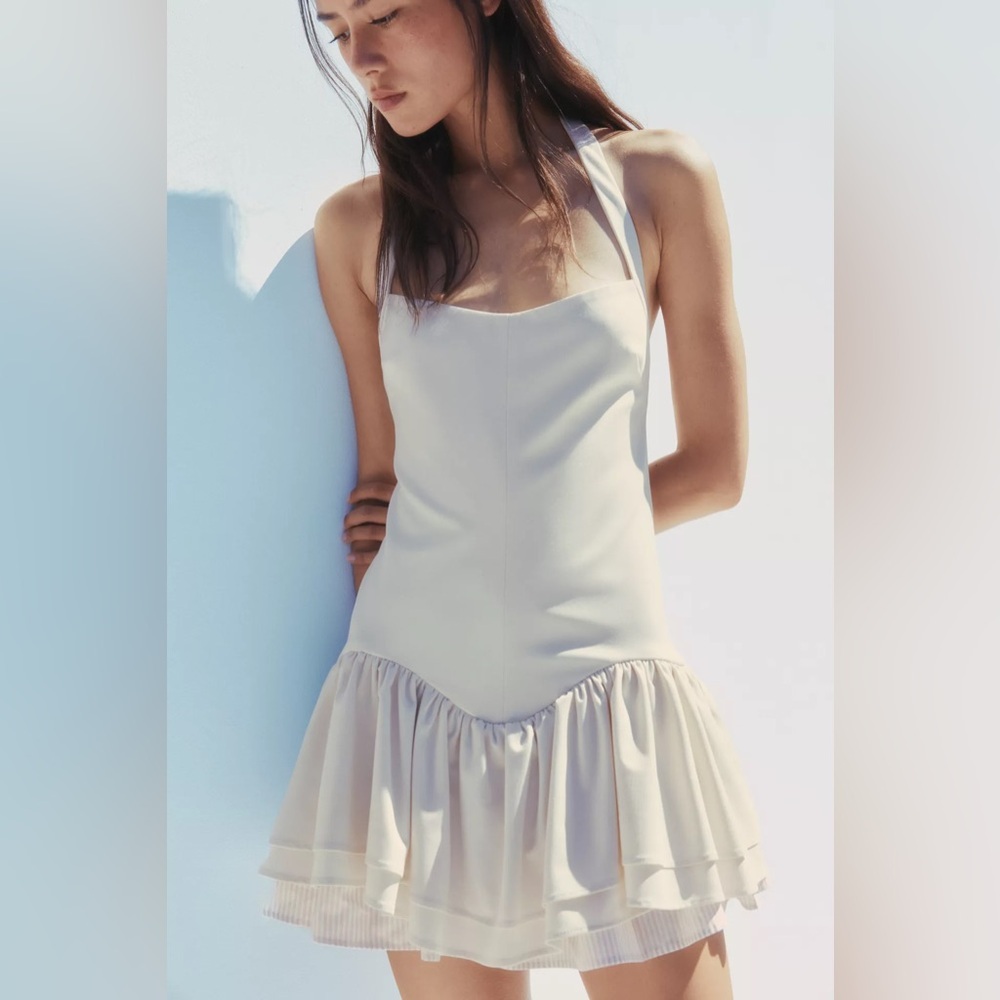 NWT Zara Striped Halter Playsuit Dress / Shorts Balletcore Size XS